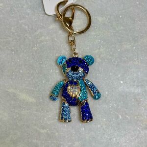 Sparkling Blue Teddy Bear Bag/Purse Charm or  Keychain